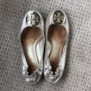 Tory Burch gold metallic flats